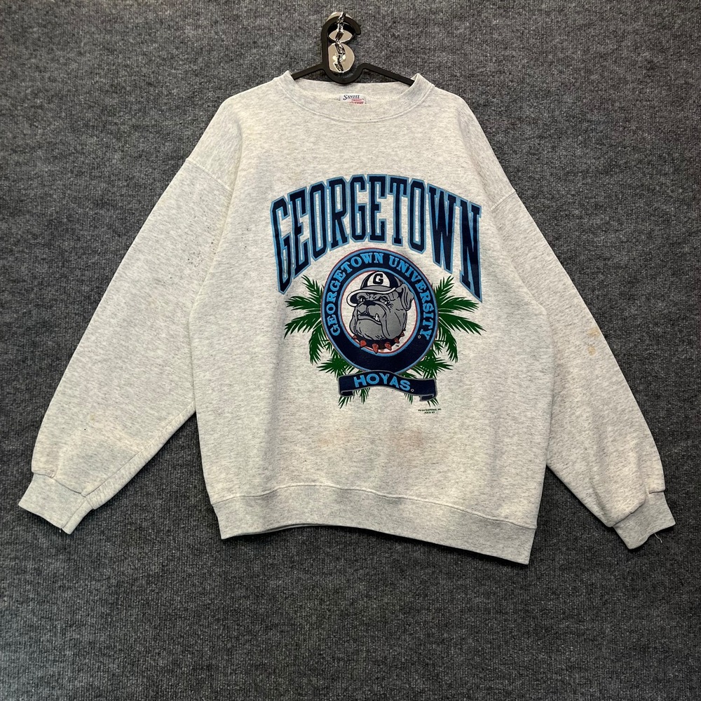 VTG Georgetown Hoyas Bulldog Santee Sweats Heavyweight Sweatshirt Men's Gray - L